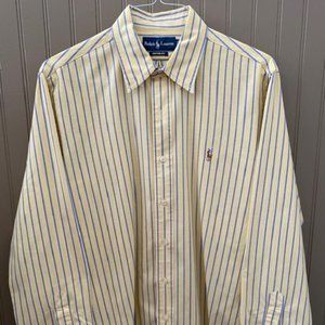 Vintage Ralph Lauren Polo Crest Logo Shirt Men Size L Striped Button Checker